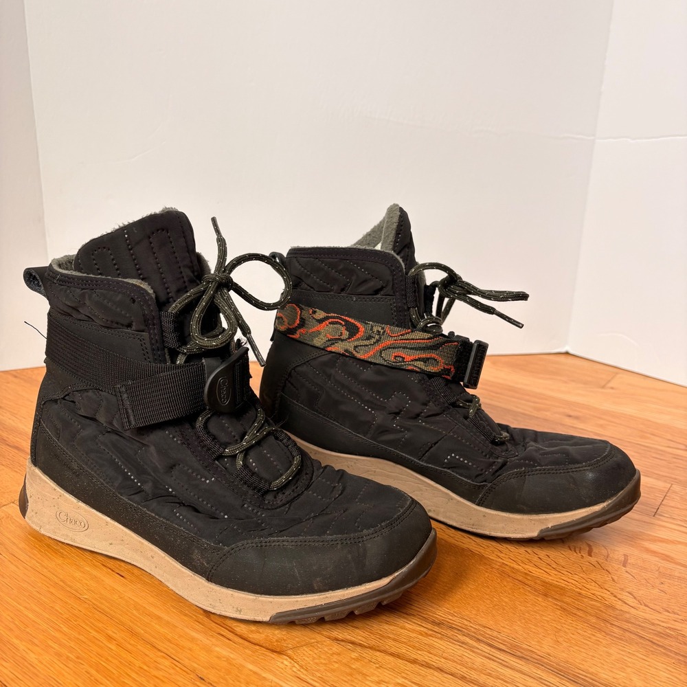Chaco Borealis Quilt Waterproof Winter Boots Black Fleece Lined Womens 8.5